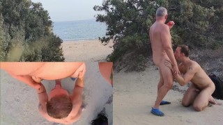 Old man Suck Fun and Cum on Public Beach – Amateur Older Younger – Free HD MILF Porn