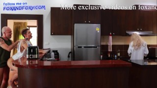 Almost caught surprise anal creampie ass fucking close to mother-in-law cooking breakfast – Free HD MILF Porn